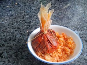 A Mixiote and Red Rice